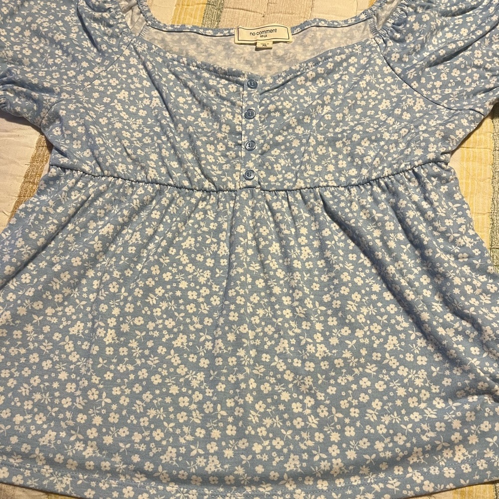 The Common Blue Floral Blouse